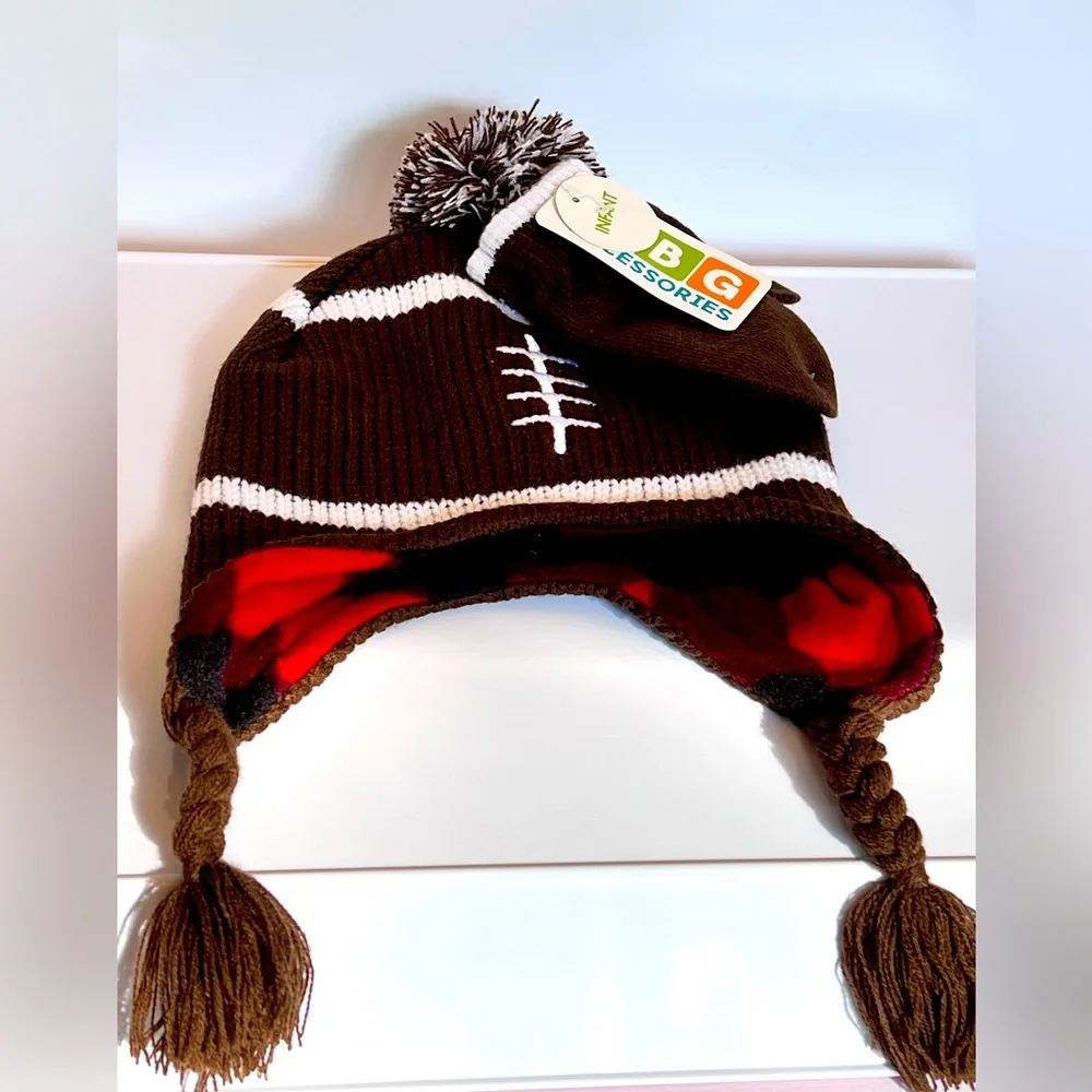Adorable Football Hat and Mittens by ABG Accessories for Infant.  New with Tags.